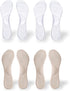 CB 4-Pairs Arch Support Insoles Silicone Gel Invisible Slim Inserts for Women Shoes, 3/4 Length, Shock Absorption, Arch