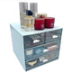 Makeup Organizer, Desk Organizer with 4 Drawers, Vanity Cosmetic Storage Box for Bathroom Counter or Dresser, Blue