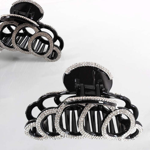Large Rhinestones Jaw Clips, Strong Hair Claw Clips for Women, Hair Accessories in Black and White