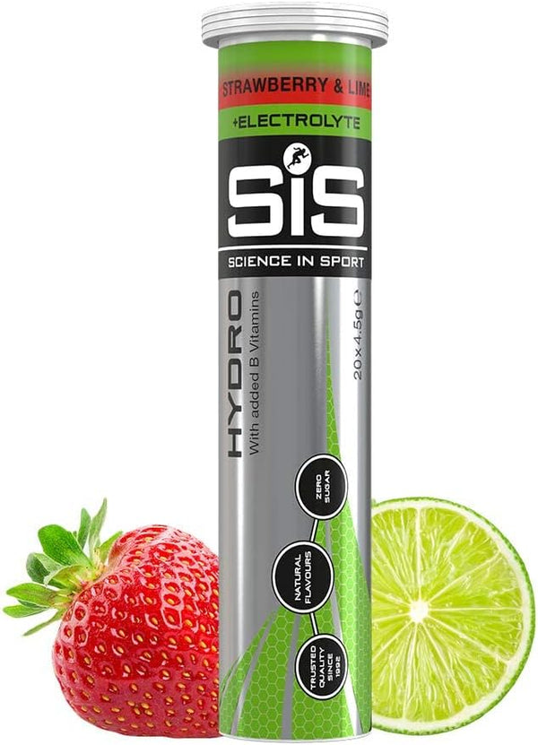 Science in Sport Hydro Electrolyte Tablets, Strawberry & Lime, 20 Tablets, Fast Hydration & Performance Supplement for