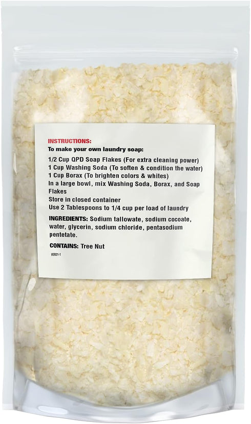 Soap Flakes (1 lb) - Gentle, Unscented, DIY Liquid & Powdered Homemade Laundry Detergent