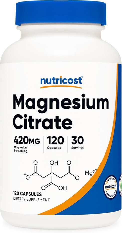 Nutricost Magnesium Citrate 420mg, 120 Veggie Capsules - Gluten Free, Non-GMO Supplement
