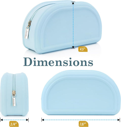 Silicone Makeup Bag, Waterproof Brush Holder, Travel Toiletry Organizer with Zipper