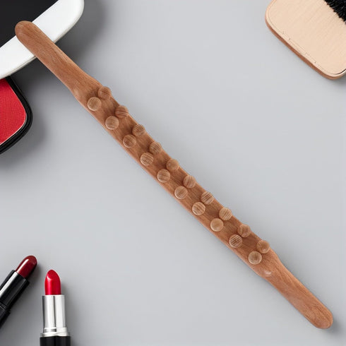 SWETRACE 2pcs Double Row Carbonized Wood Massage Sticks Roller Massager for Muscle Scraping and Manual Body Massage