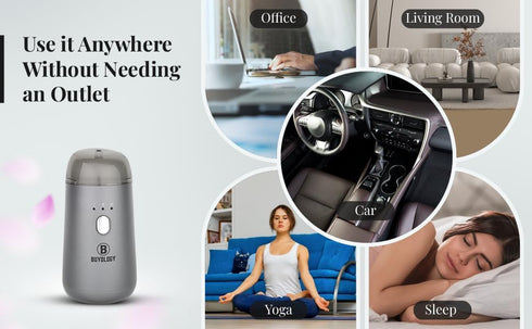 Rechargeable Car Essential Oil Diffuser - Portable, Cordless, Waterless Aromatherapy for Car, Travel, Office
