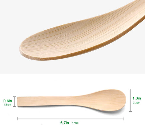 Bamboo Utensils Disposable - 100PK Bamboo Soup Spoons, 6.7" Compostable Spoons for Eating, 100% Biodegradable