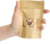 Blisstime 50 Pack Kraft Paper Stand Up Pouches with Matte Window and Tear Notch Resealable Bags (3.5 X 5.5 Inches)