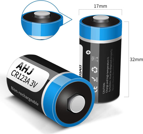 CR123A 3V Lithium Battery, 4 Pack 1600mAh with 10-Year Shelf Life for Flashlight Alarm System