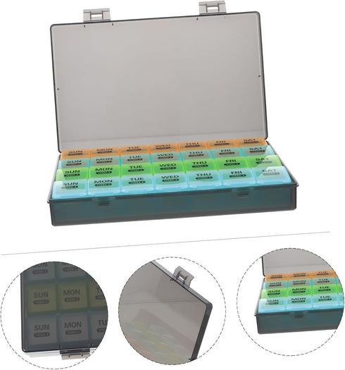 Large Portable Pill Organizer - Durable Weekly Medicine Dispenser