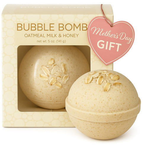 Oatmeal Bath Bomb for Women, Girls & Kids - Scented Vanilla Bubble Bomb with Milk & Honey - USA Made by Two Sisters