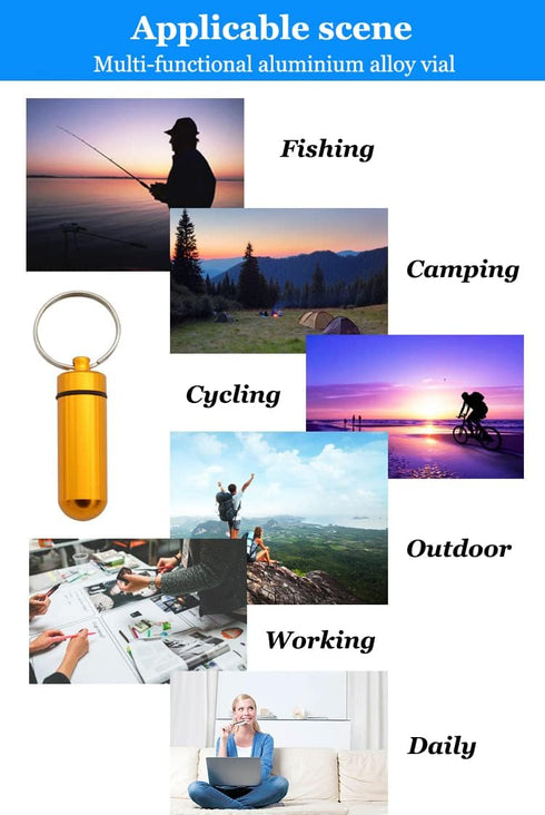 AKOAK 2 Pcs Colorful Round Aluminum Alloy Pill Bottle, Waterproof Outdoor Travel Portable Key Chain, Purple
