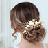 Unicra Silver Bride Wedding Hair Vine, Flower Bridal Hair Piece, Pearl Hair Accessories for Women & Girls (Gold)