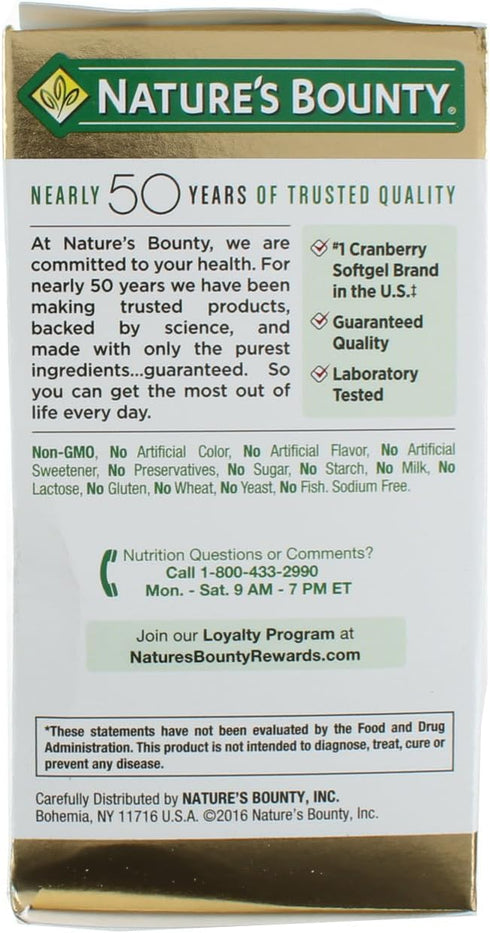Nature's Bounty Cranberry Dietary Supplement, 60 Soft Gels, Pack of 3
