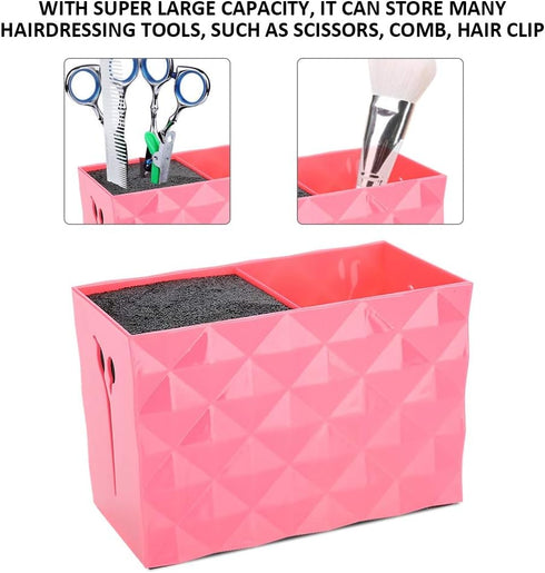 Shear Holder for Groomer, Large Capacity Hairdressing Tools Storage Case, Red Double Case for Scissors Combs Clips