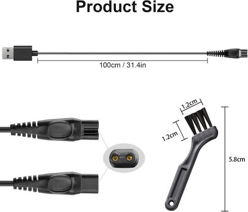 LinMei USB Charger Cord Fit for Philips Norelco QP2533 QP2520 QP2630 QP6510 QP6520 One Blade Trimmer HQ8505 HQ850 HQ840