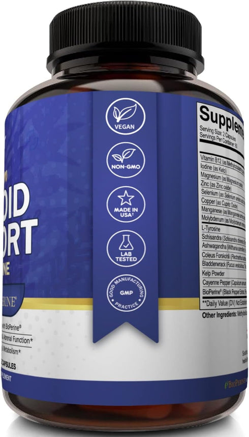 NutriFlair Thyroid Support Complex, 120 Capsules, with Iodine, Black Pepper, Ashwagandha, Vitamin B12