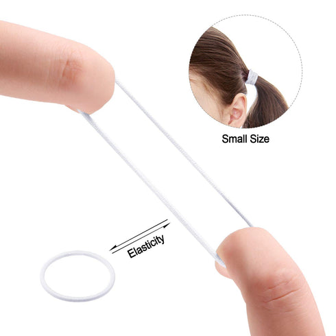 TecUnite 200 Pcs 1inch Colorful Rubber Elastic Hair Ties - Mini Ponytail Holders, Metal Free Bands