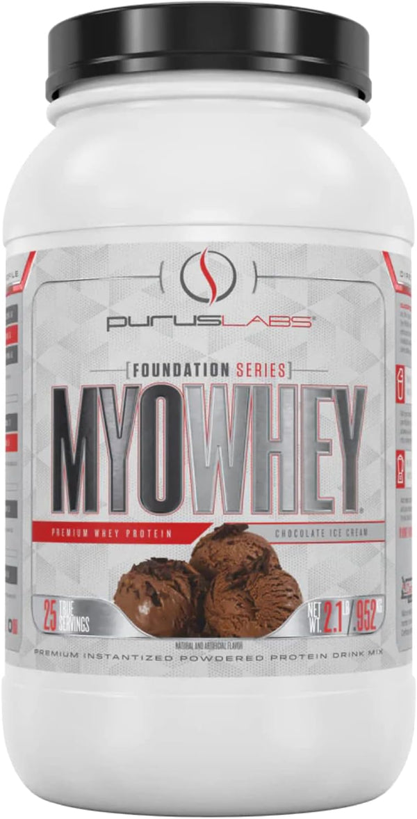 Purus Labs MYOWHEY Protein Powder, 25 Servings, Chocolate Ice Cream, 2lb