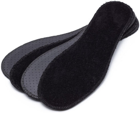 Natural Summer Black Terry Cloth Insoles, Soft and Flexible, 2 Pairs, 7 Women US