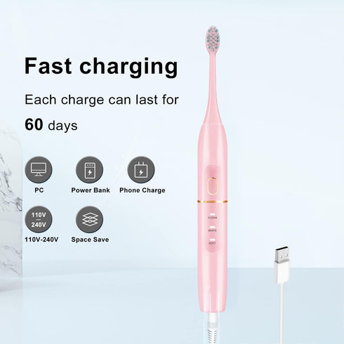 Electric Toothbrush Set with 8 Brush Heads & Travel Case, 4 Modes, 42000 VPM Motor