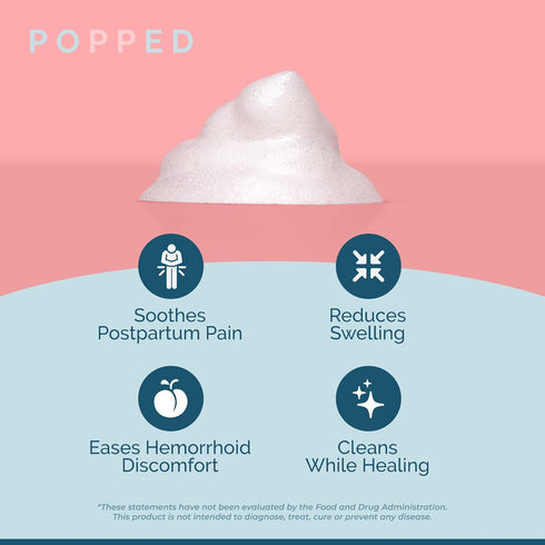 POPPED Witch Hazel Foam with Aloe, Perineal Healing Foam for Postpartum Care, Relieves Pain and Swelling After Birth