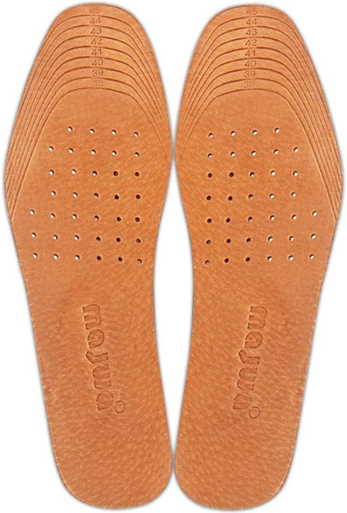 Absorbent Ultra Thin Pigskin Leather Insoles for Stinky Feet, Foot and Shoe Odor Inserts, 4 Pair