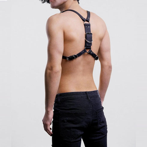ROIEIIR Adjustable Leather Chest Harness for Men, BDSM Fetish Bondage Gear, Erotic Leather Strap for Couples, Sexy