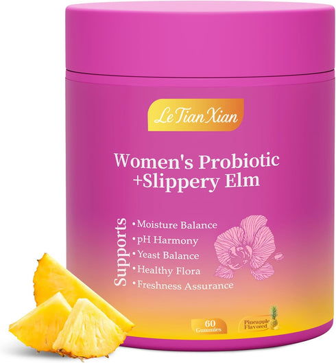 Le Tian Xian Her Juicy Feminine Probiotics Gummies for Women with Slippery Elm, Prebiotics &