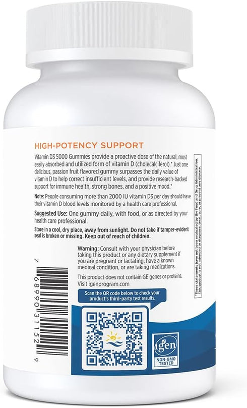 Nordic Naturals Vitamin D3 5000 Gummies, Passion Fruit, 30 Gummies | Supports Healthy Bones, Mood & Immune System