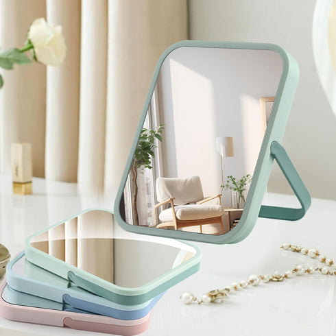 Magnetic Locker Mirror, Tabletop Vanity Makeup Mirror, Portable Folding Mirror with 85° Adjustable Stand