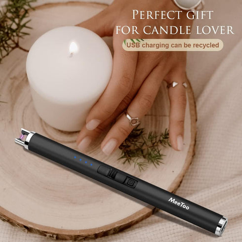 MeeToo Candle Lighter Electric Rechargeable USB Type-C Lighters for BBQ Camping Fireworks (Black)