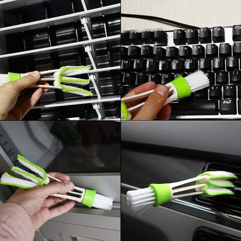 Multifunction Cleaning Brush for Car Air Vent, 2 Microfiber Sleeves for Keyboard, Window, Blinds Cleaner