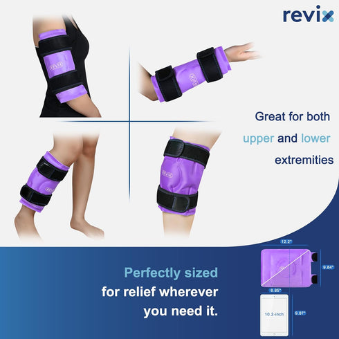 REVIX Knee Ice Pack for Injuries - Reusable Gel Knee Ice Wrap for Arthritis, Meniscus Pain Relief, Set of Two