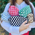 6 Pcs Checkered Makeup Bag - Preppy Cosmetic Bag Bulk, Pink Black Makeup Pouch, Personalize Travel Toiletry Organizer