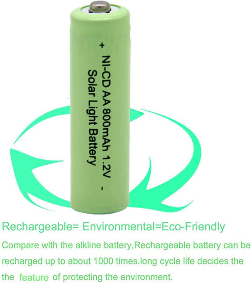 QBLPOWER Ni-CD AA 800mAh 1.2V Rechargeable Battery (8 Pieces) for Solar Outdoor Lights Lamp Garden Yard Lawn
