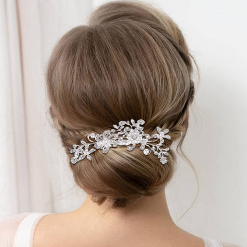 inSowni 32 Pack Silver Wedding Hair Side Combs + U-shaped & Twist Bridal Hair Pins Accessories with Rhinestone Pearls