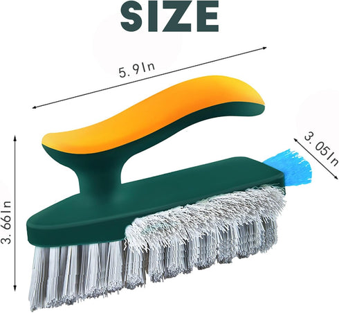 4-in-1 Grout Brush with Squeegee, Heavy-Duty Scrub Brushes for Bathroom & Kitchen Cleaning, Green