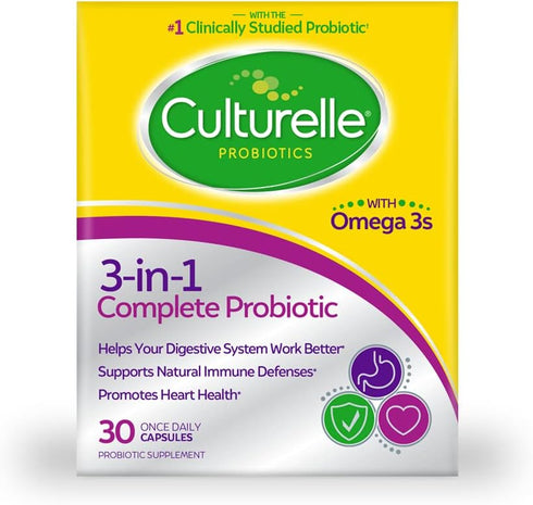 Culturelle 3-in-1 Complete Probiotic Daily Formula - 30 Count - Supports Digestive System & Immune Defenses