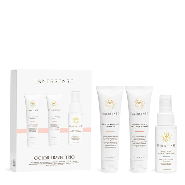 INNERSENSE Organic Beauty Color Travel Hair Trio, Non-Toxic Clean Haircare (Awakening Hairbath, Radiance Conditioner)