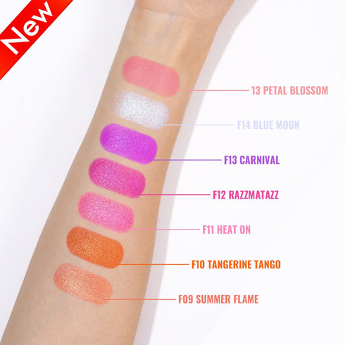 Oulac Luminisers Blush Face & Eyeshadow 2 in 1 Glow, Vegan Shimmer Blusher, Buildable Highlighter Makeup, 4.8g F14 Blue