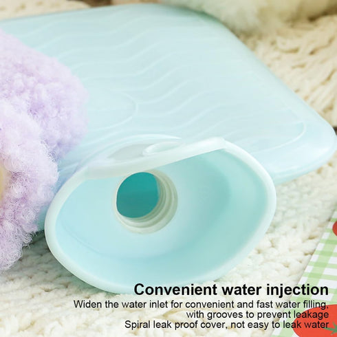 Hot Water Bottle with Cover, Hot Water Bottle with Cute Plush Cover, Super Soft Plush Cover for Pain Relief Headaches