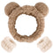 AHONEY Spa Bear Ears Headband, Cute Makeup Skincare Headbands and Wristband Set for Washing Face, Elastic Fluffy