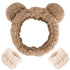 AHONEY Spa Bear Ears Headband, Cute Makeup Skincare Headbands and Wristband Set for Washing Face, Elastic Fluffy