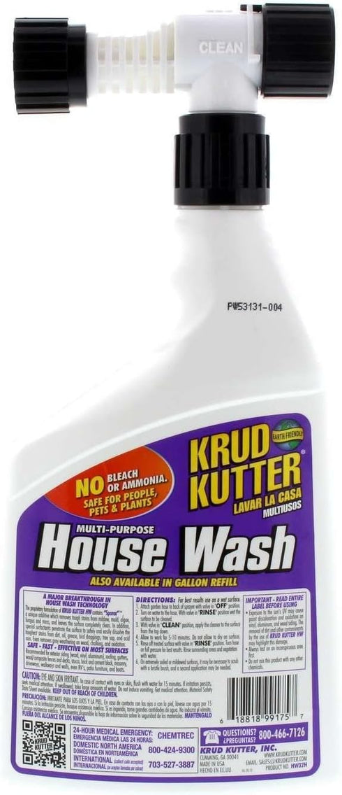 Krud Kutter 32 oz, Multi Purpose House Wash, Exterior Cleaner for Siding, Brick, Stucco and Gutters, Removes Dirt