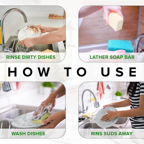 Natural Non-Toxic Dish Washing Block Soap, Vegan, Cruelty-Free, Eco-Friendly, Zero Waste, Lemon Pack of 1