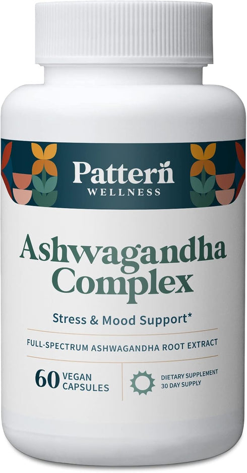 Pattern Wellness Ashwagandha Complex - KSM-66 & Black Pepper Extract for Stress & Mood - 60 Vegan Caps