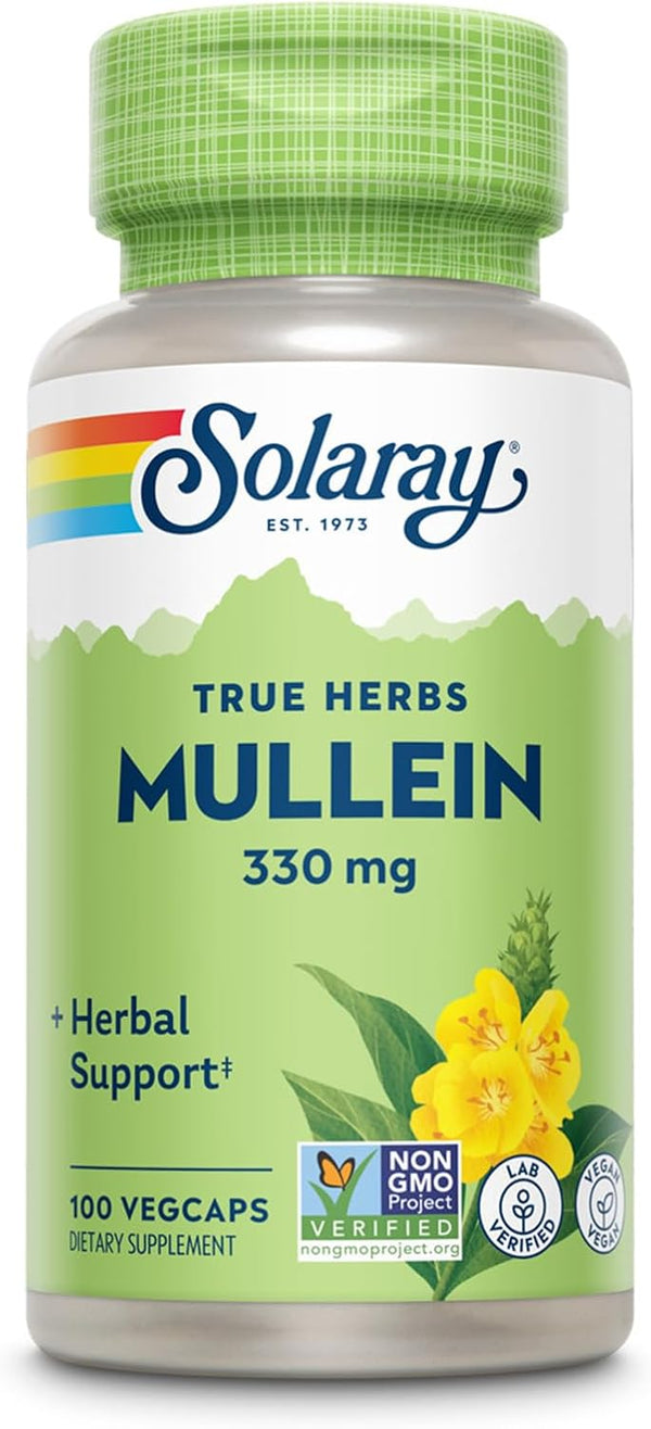 SOLARAY Mullein Leaf 330 mg, Vegan, Non-GMO, 100 Servings, 60-Day Guarantee