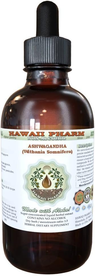 Ashwagandha Alcohol-Free Liquid Extract, Organic Ashwagandha Dried Root Glycerite 2oz
