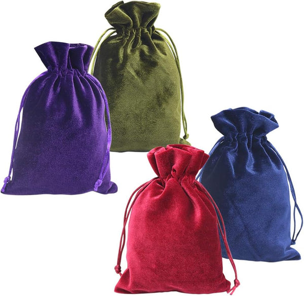 HRX Package Soft Velvet Gift Bags, 5.1x7.8 inch Velvet Drawstring Pouches for Tarot Rune Jewelry, 4 Pack