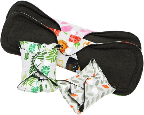 Pack 5, 1 Reusable Menstrual Pads - Bamboo Charcoal Menstrual Heavy Incontinence Pads |Sanitary Pads - of Cloth Mini